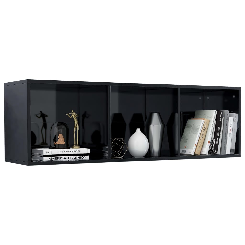 Book Cabinet/TV Cabinet High Gloss Black 36x30x114 cm Chipboard