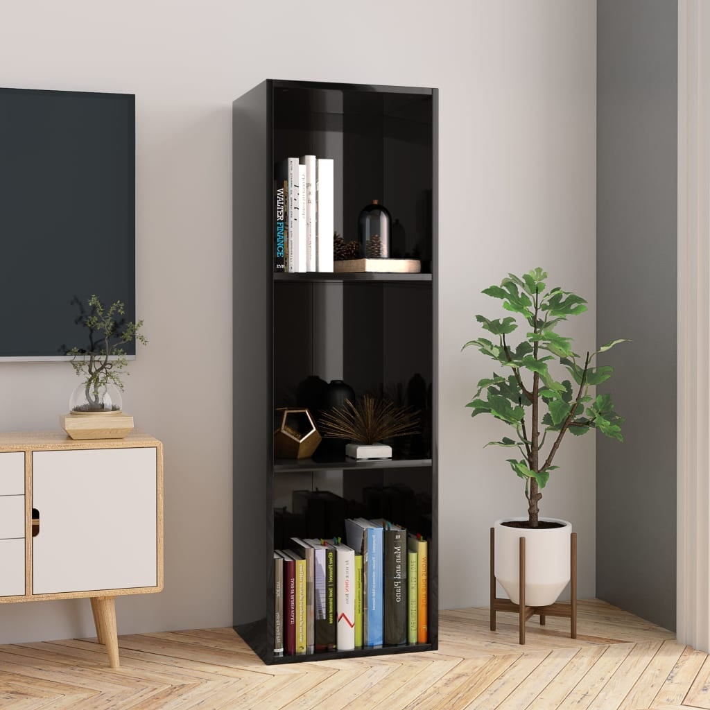 Book Cabinet/TV Cabinet High Gloss Black 36x30x114 cm Chipboard