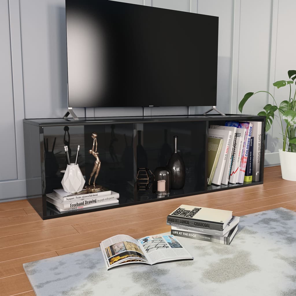 Book Cabinet/TV Cabinet High Gloss Black 36x30x114 cm Chipboard