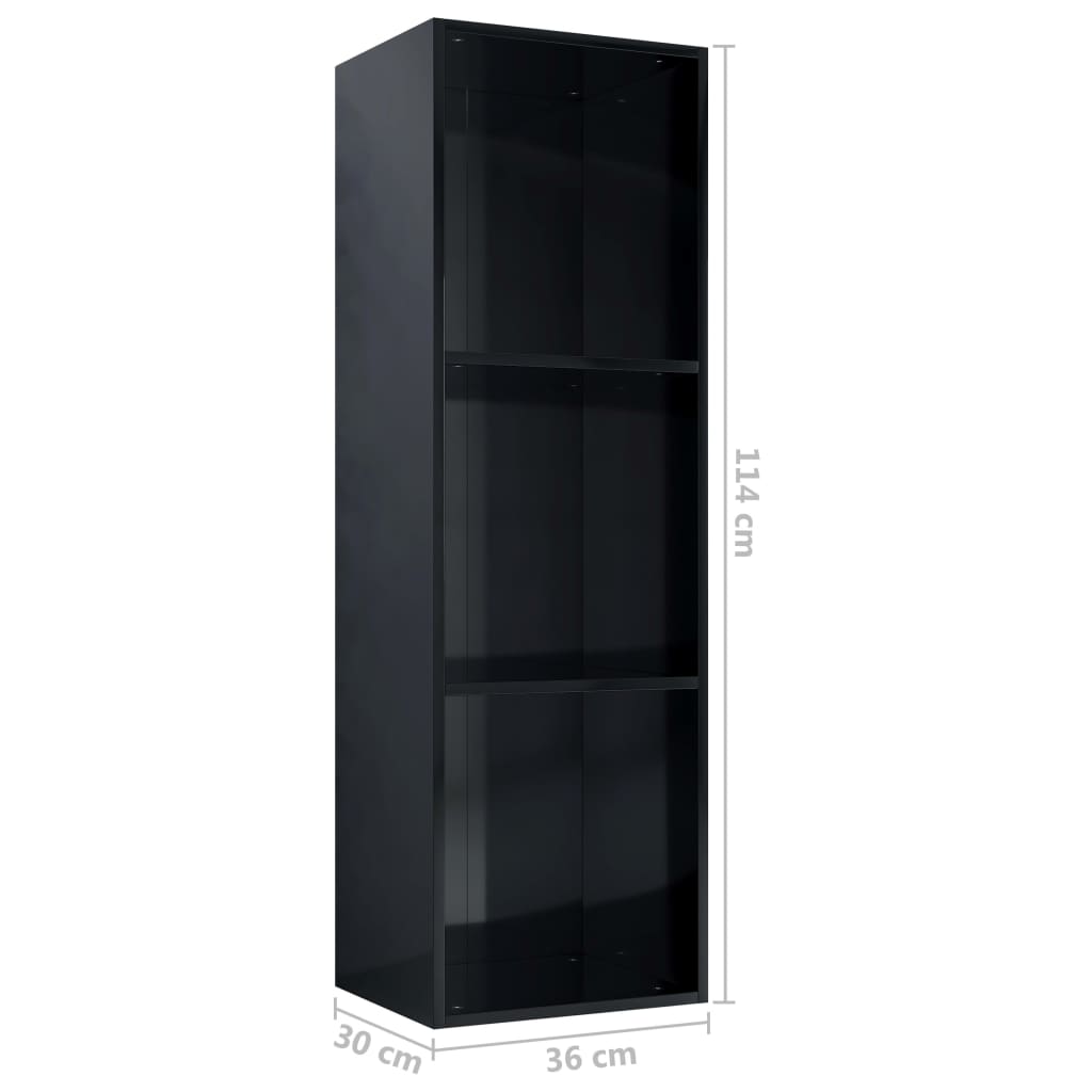 Book Cabinet/TV Cabinet High Gloss Black 36x30x114 cm Chipboard