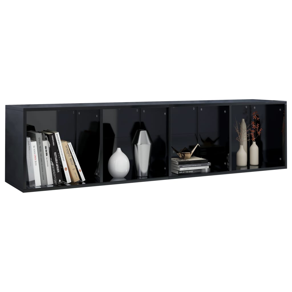 Book Cabinet/TV Cabinet High Gloss Black 36x30x143 cm Chipboard