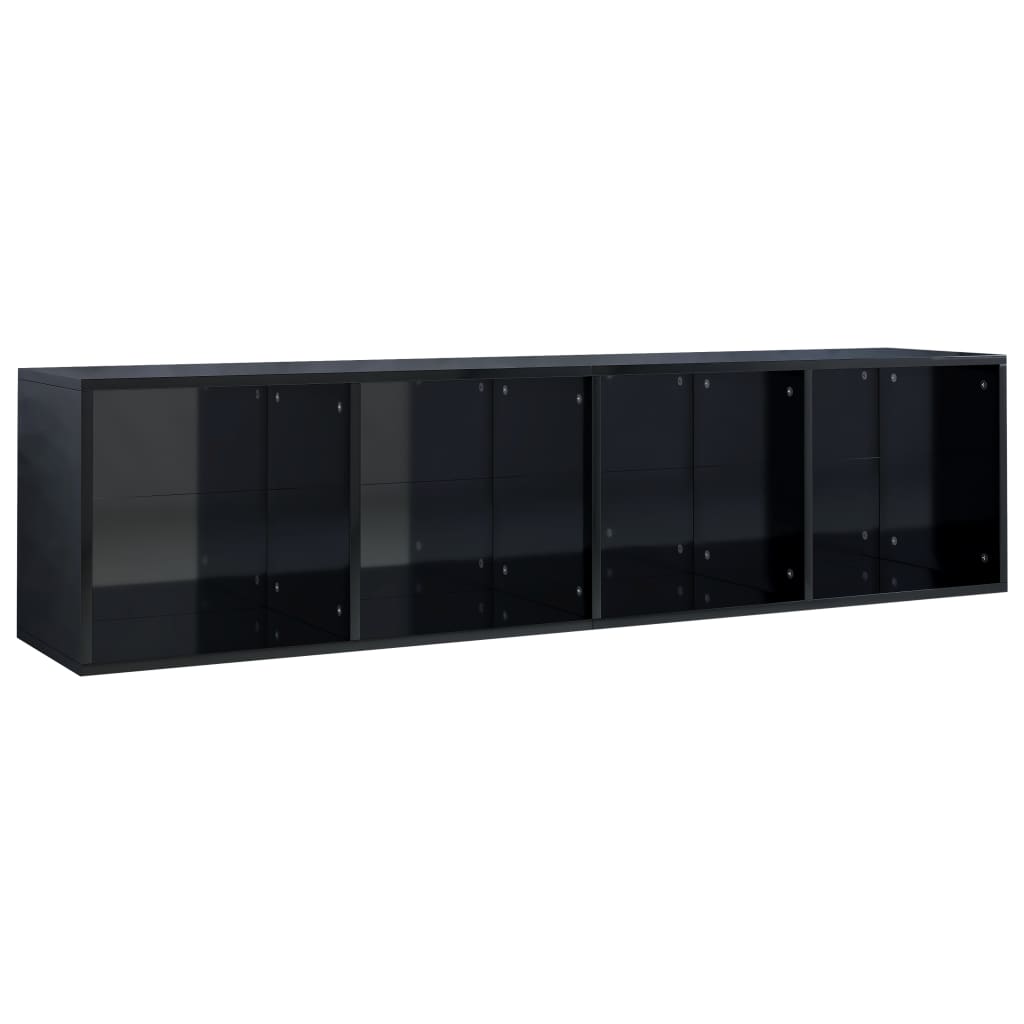 Book Cabinet/TV Cabinet High Gloss Black 36x30x143 cm Chipboard