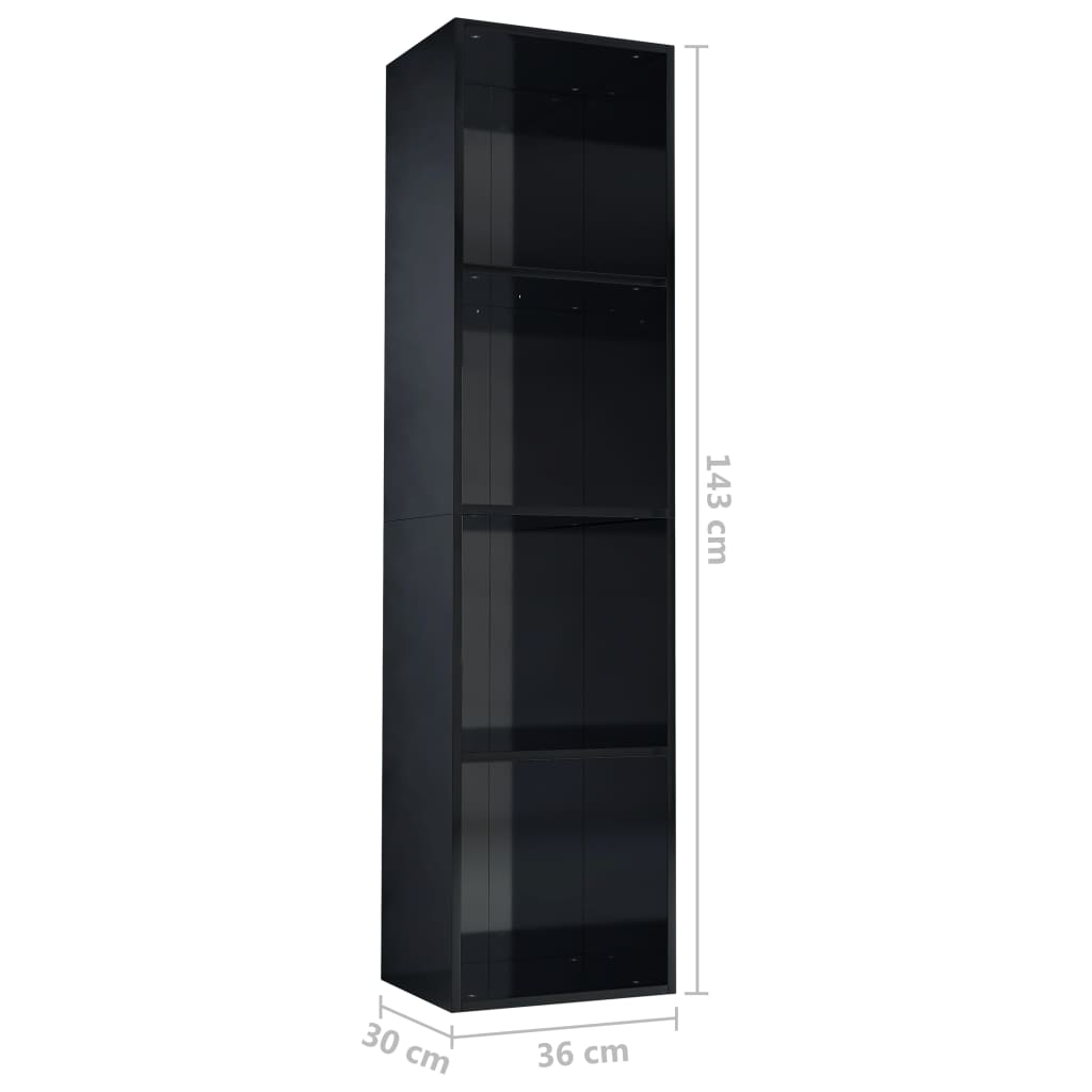 Book Cabinet/TV Cabinet High Gloss Black 36x30x143 cm Chipboard