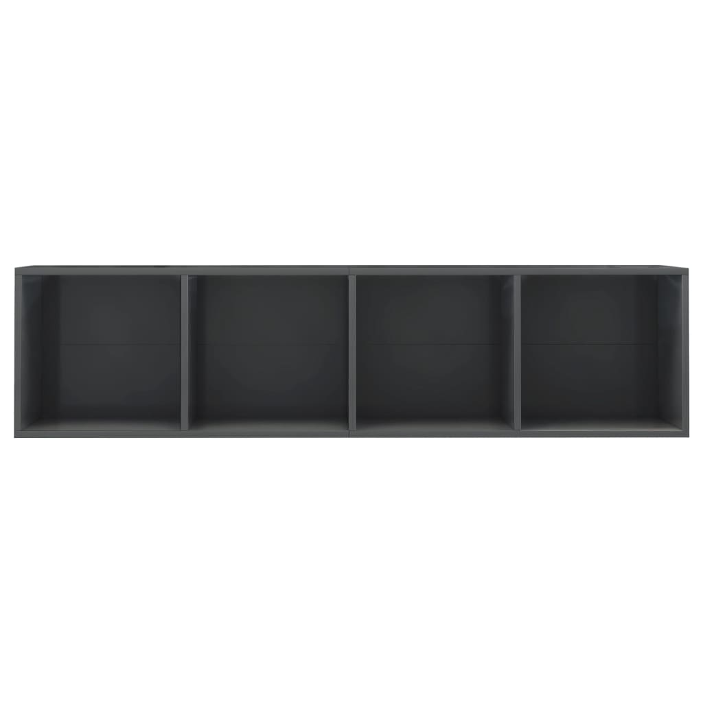 Book Cabinet/TV Cabinet High Gloss Grey 143x30x36 cm