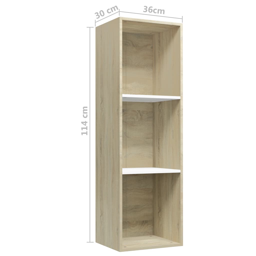 Book Cabinet/TV Cabinet White and Sonoma Oak 36x30x114 cm Chipboard