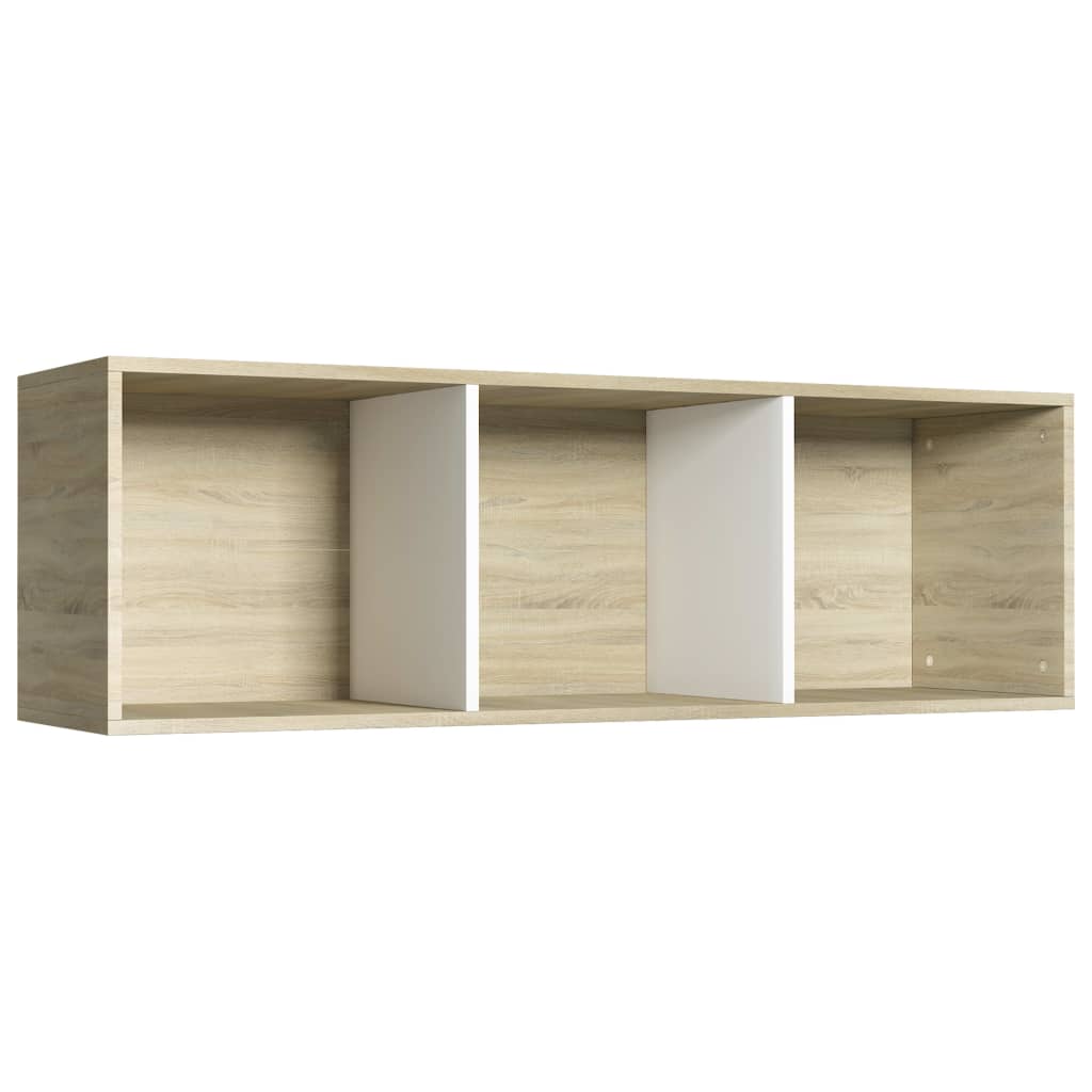 Book Cabinet/TV Cabinet White and Sonoma Oak 36x30x114 cm Chipboard