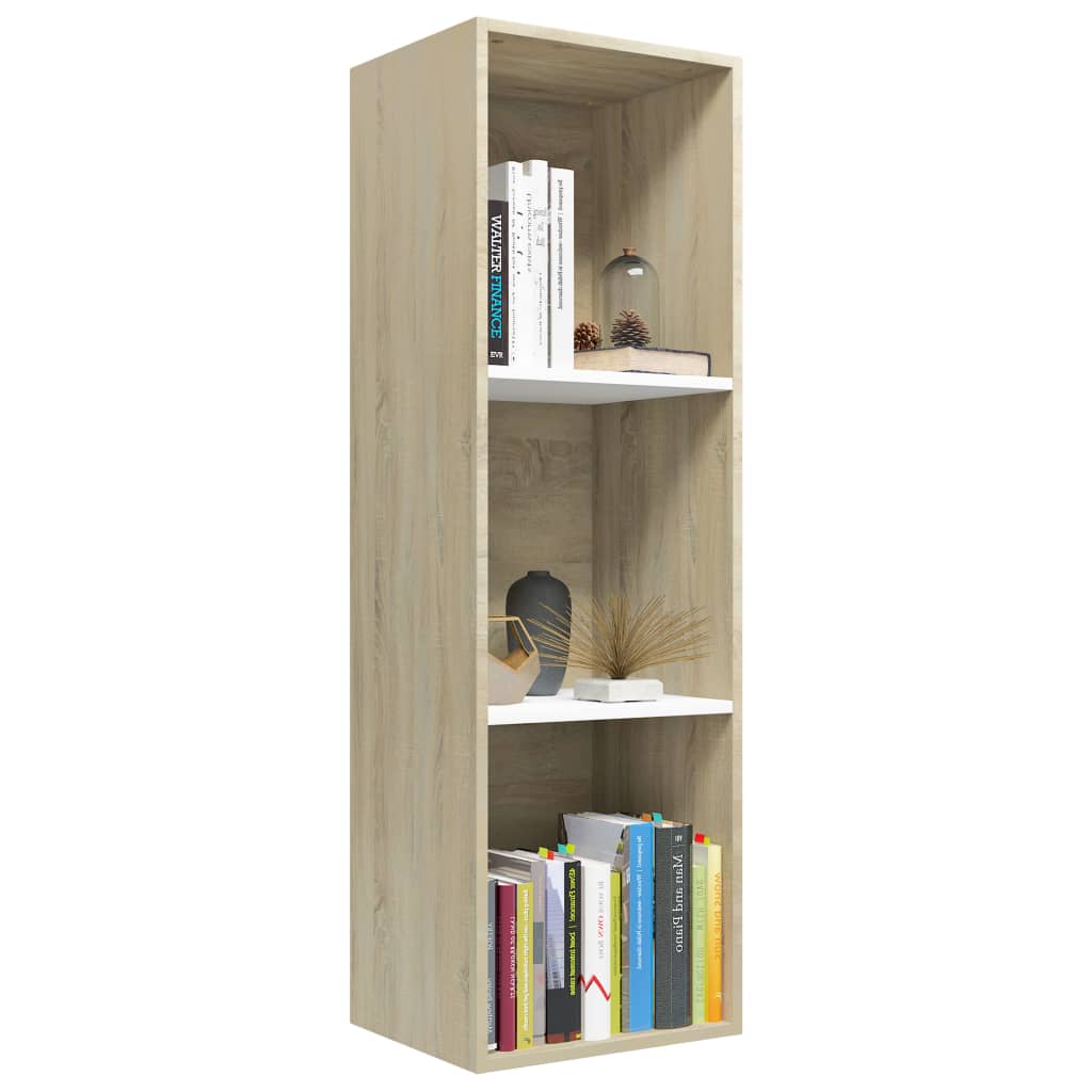 Book Cabinet/TV Cabinet White and Sonoma Oak 36x30x114 cm Chipboard