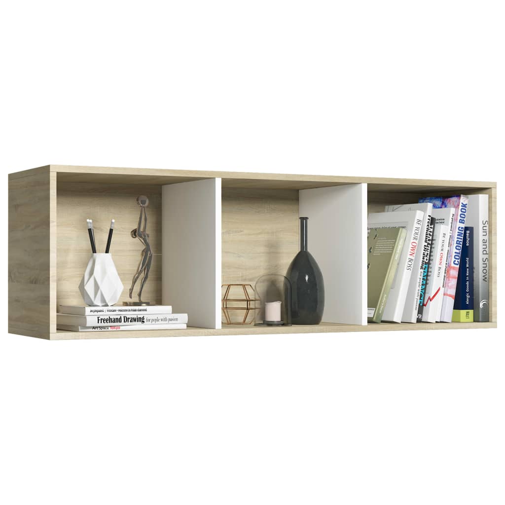 Book Cabinet/TV Cabinet White and Sonoma Oak 36x30x114 cm Chipboard