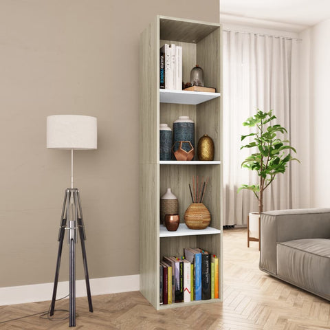 Book Cabinet/TV Cabinet White and Sonoma Oak 36x30x143 cm Chipboard