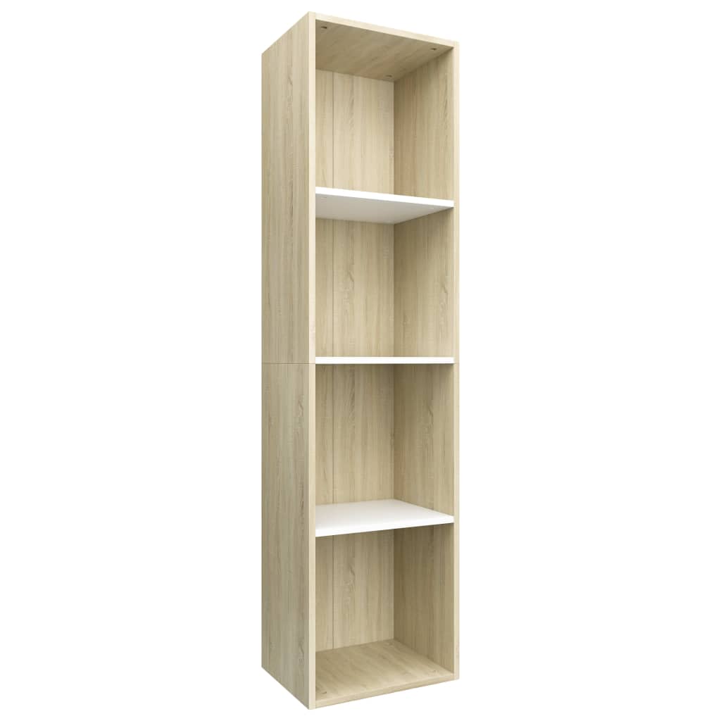 Book Cabinet/TV Cabinet White and Sonoma Oak 36x30x143 cm Chipboard