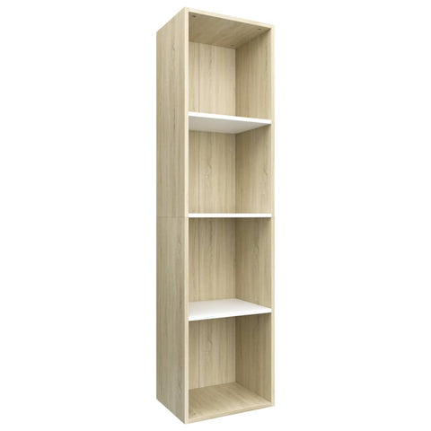 Book Cabinet/TV Cabinet White and  Sonoma Oak Chipboard
