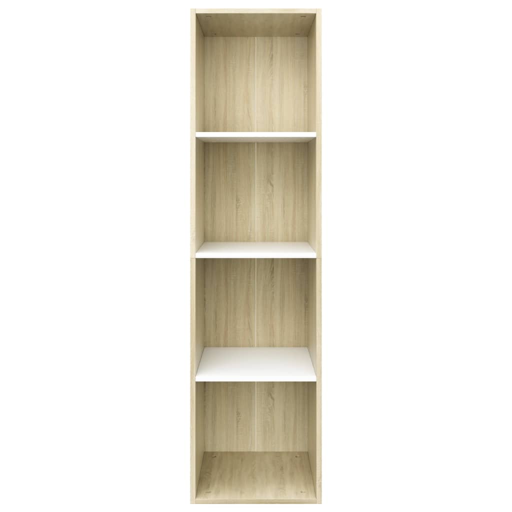 Book Cabinet/TV Cabinet White and Sonoma Oak 36x30x143 cm Chipboard