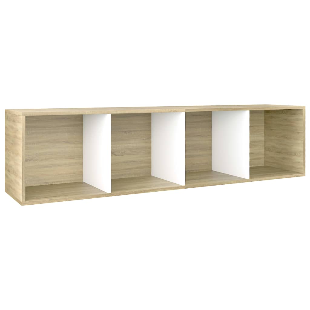 Book Cabinet/TV Cabinet White and Sonoma Oak 36x30x143 cm Chipboard
