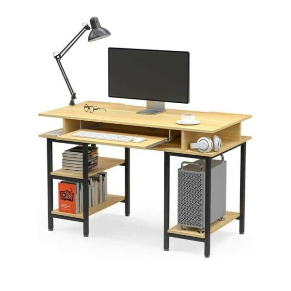 Book Storage Computer Table Desk Student Study Home Office Workstation With Bookshelf