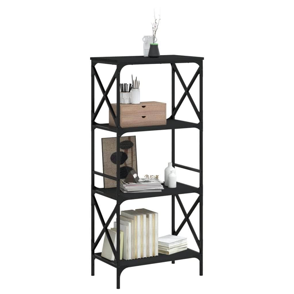 Bookcase 4,5,6-Tier Black Engineered Wood