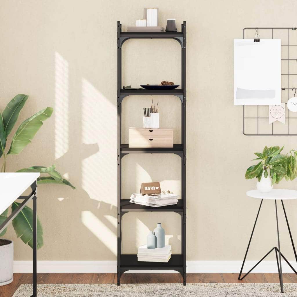 Bookcase 4,5,6-Tier Black Engineered Wood