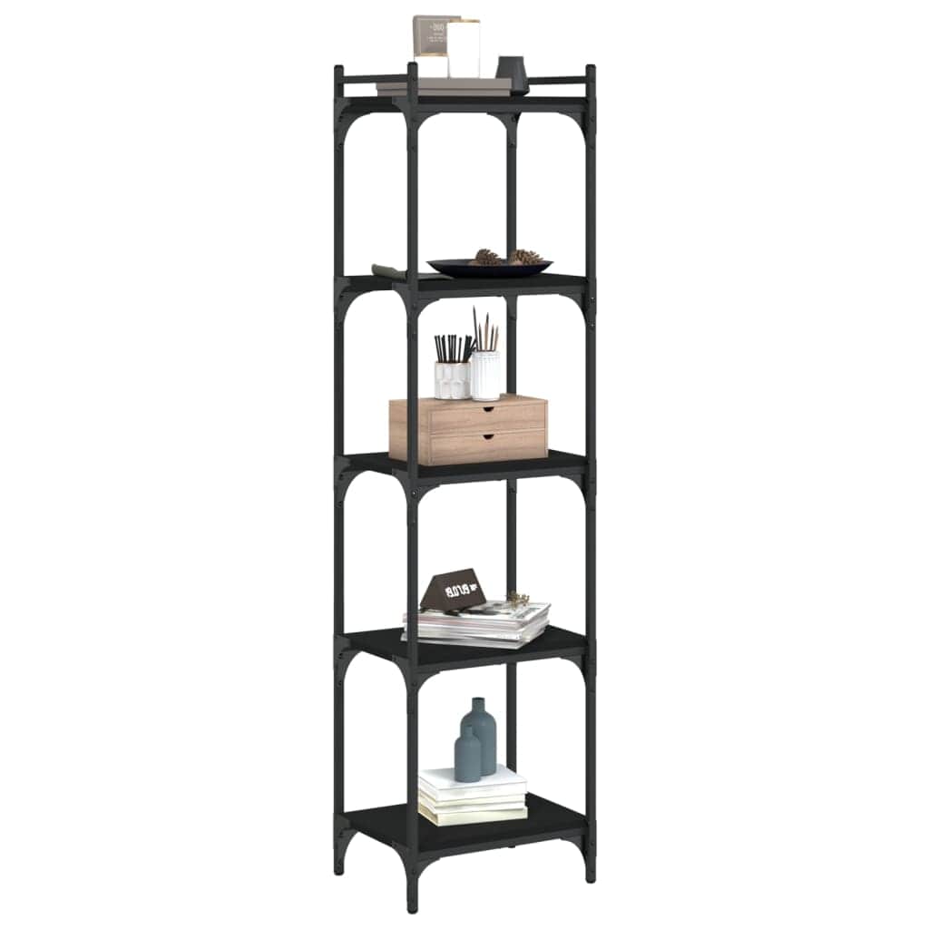 Bookcase 4,5,6-Tier Black Engineered Wood