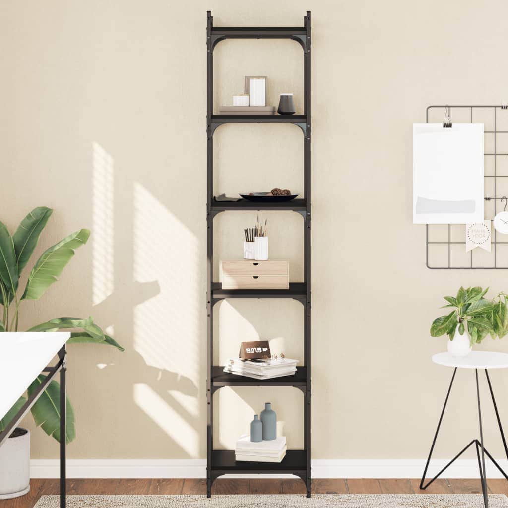 Bookcase 4,5,6-Tier Black Engineered Wood