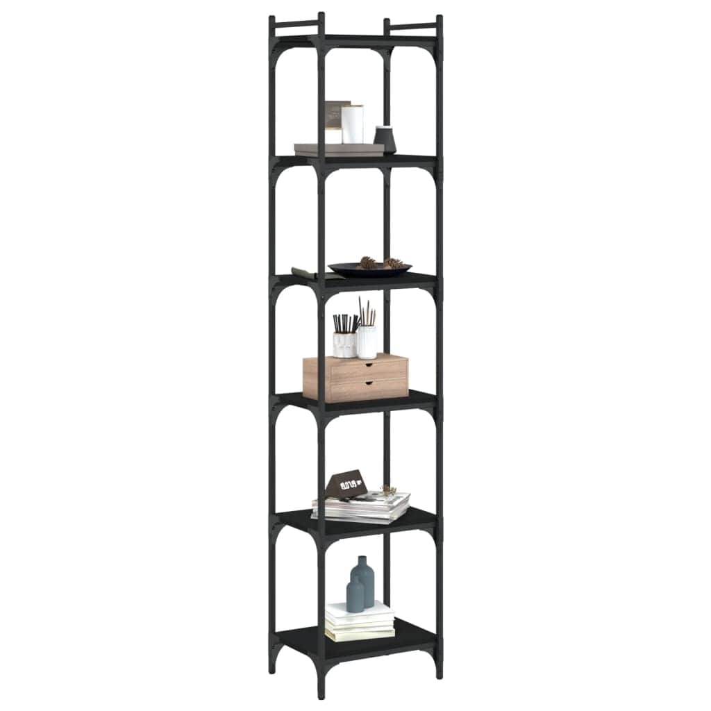 Bookcase 4,5,6-Tier Black Engineered Wood