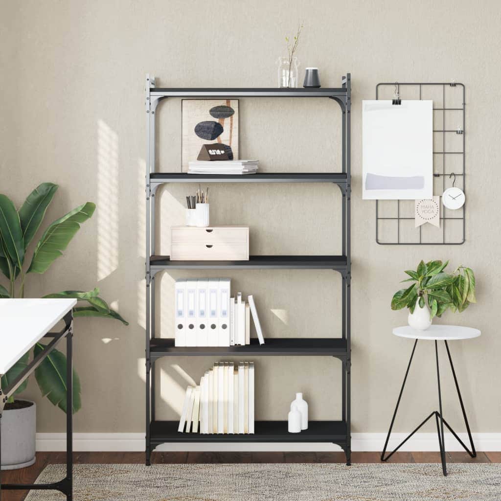 Bookcase 4,5,6-Tier Black Engineered Wood