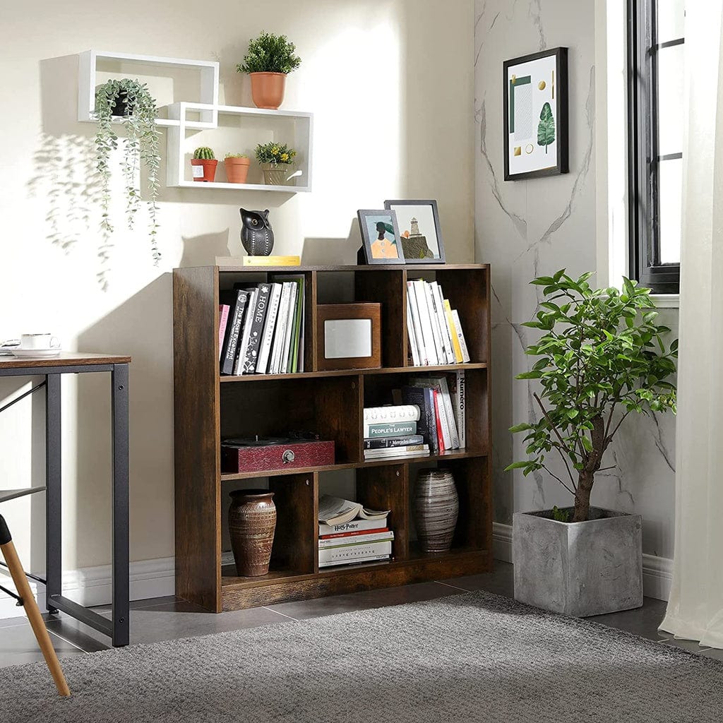 Bookcase with Open Shelves Rustic Brown LBC55BX