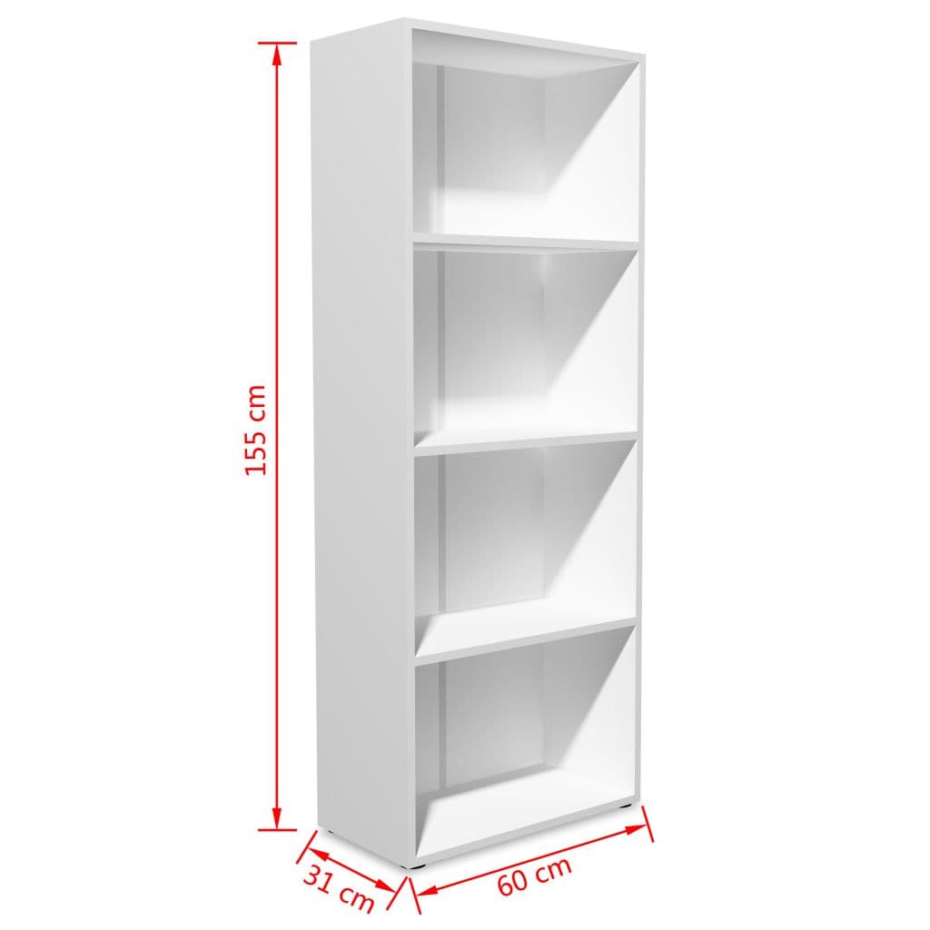 Bookshelf Chipboard 60x31x155 cm white