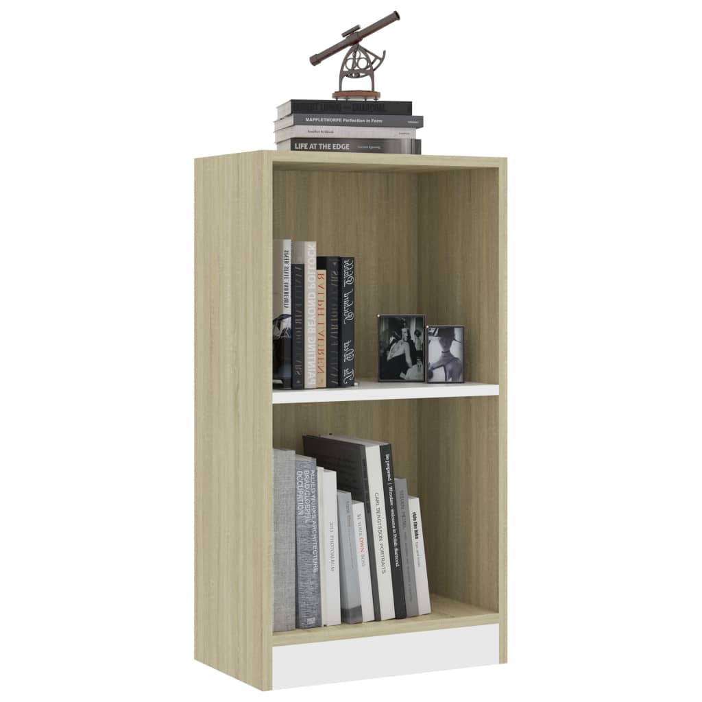 Bookshelf White and Sonoma Oak 40x24x75 cm Chipboard