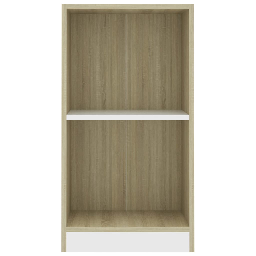 Bookshelf White and Sonoma Oak 40x24x75 cm Chipboard