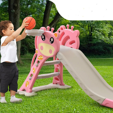 kids products BoPeep Kids Slide Outdoor Basketball Ring Activity Center Toddlers Play Set Pink