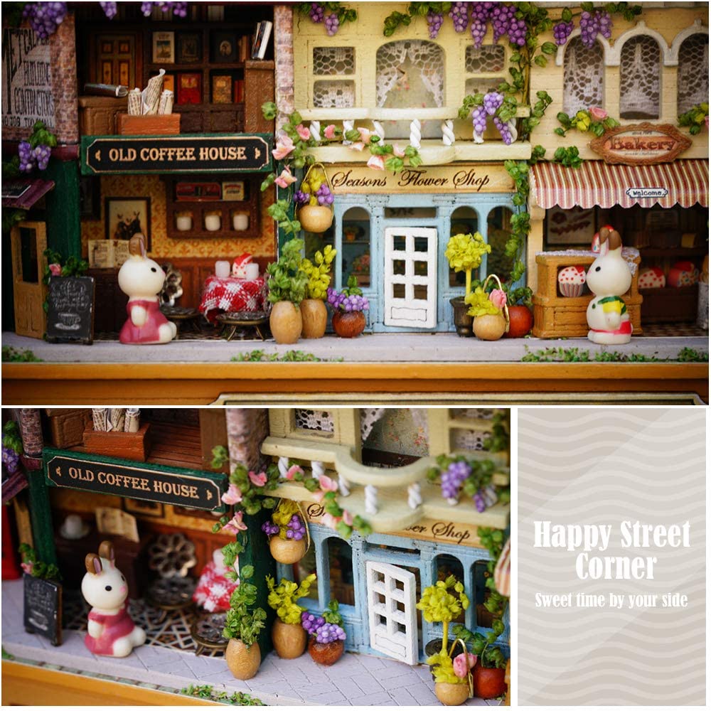 Box Theatre Doll House Furniture Miniature, 1:24 Dollhouse Kit For Kids (Happy Corner