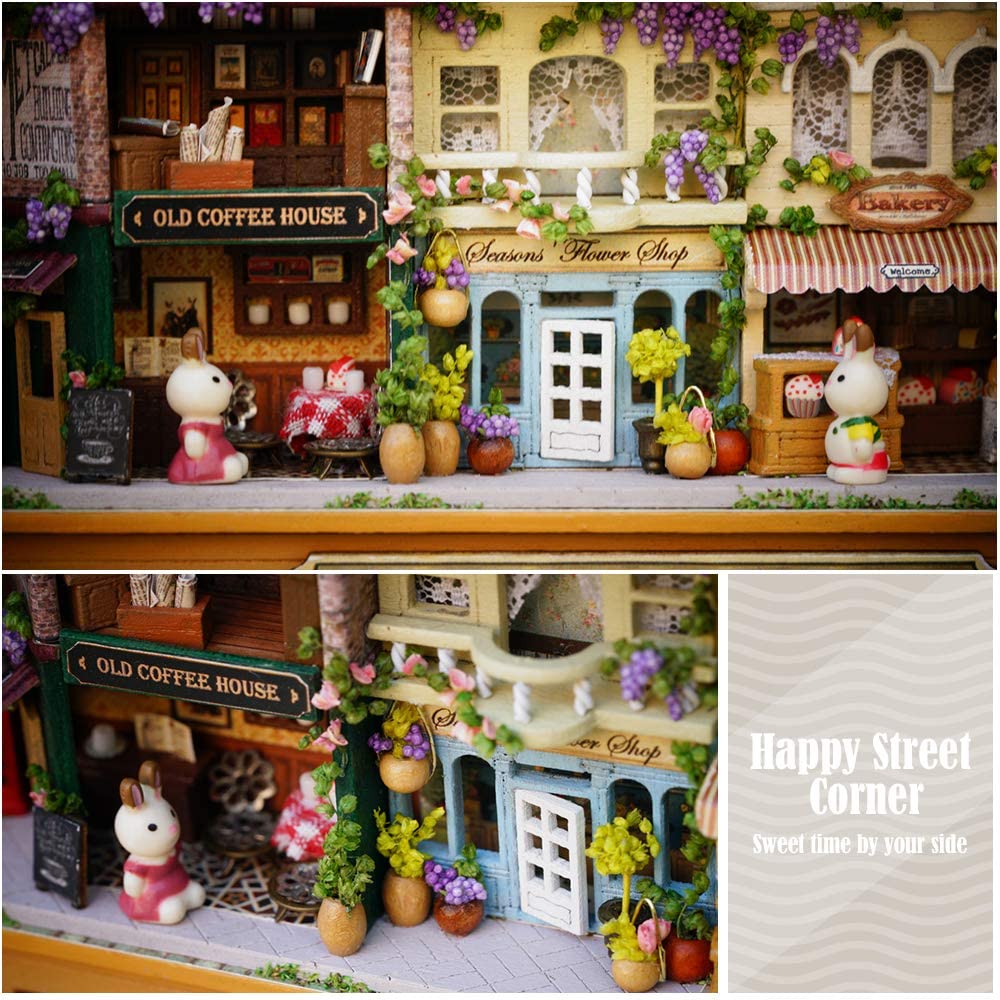 Box Theatre Doll House Furniture Miniature, 1:24 Dollhouse Kit For Kids (Happy Corner