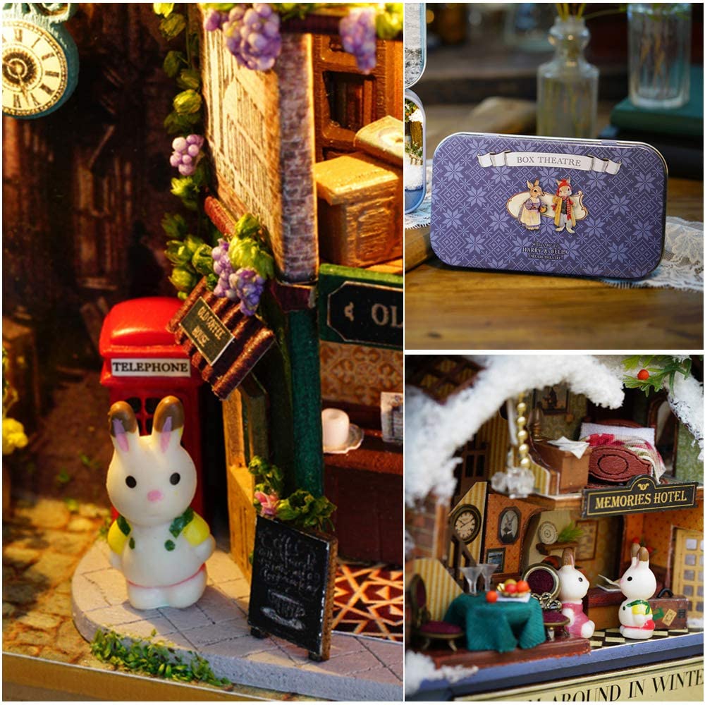 Box Theatre Doll House Furniture Miniature, 1:24 Dollhouse Kit For Kids (In Winter