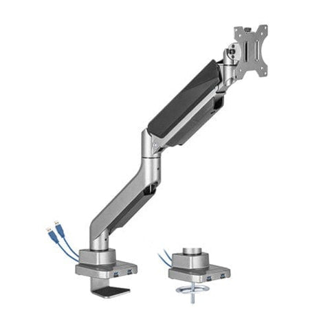 Brateck Single Monitor Economy Heavy-Duty Gas Spring Monitor Arm with USD3.1 Ports