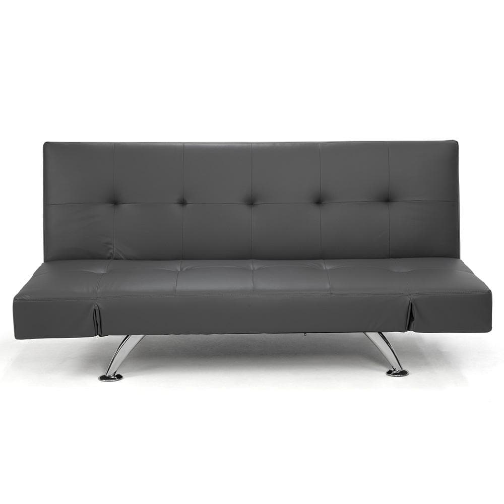 Brooklyn 3 Seater Faux Leather Sofa Bed Lounge - Grey