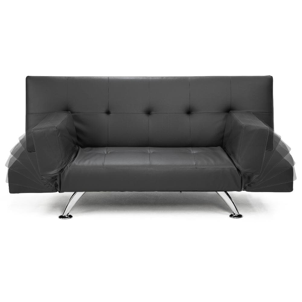 Brooklyn 3 Seater Faux Leather Sofa Bed Lounge - Grey