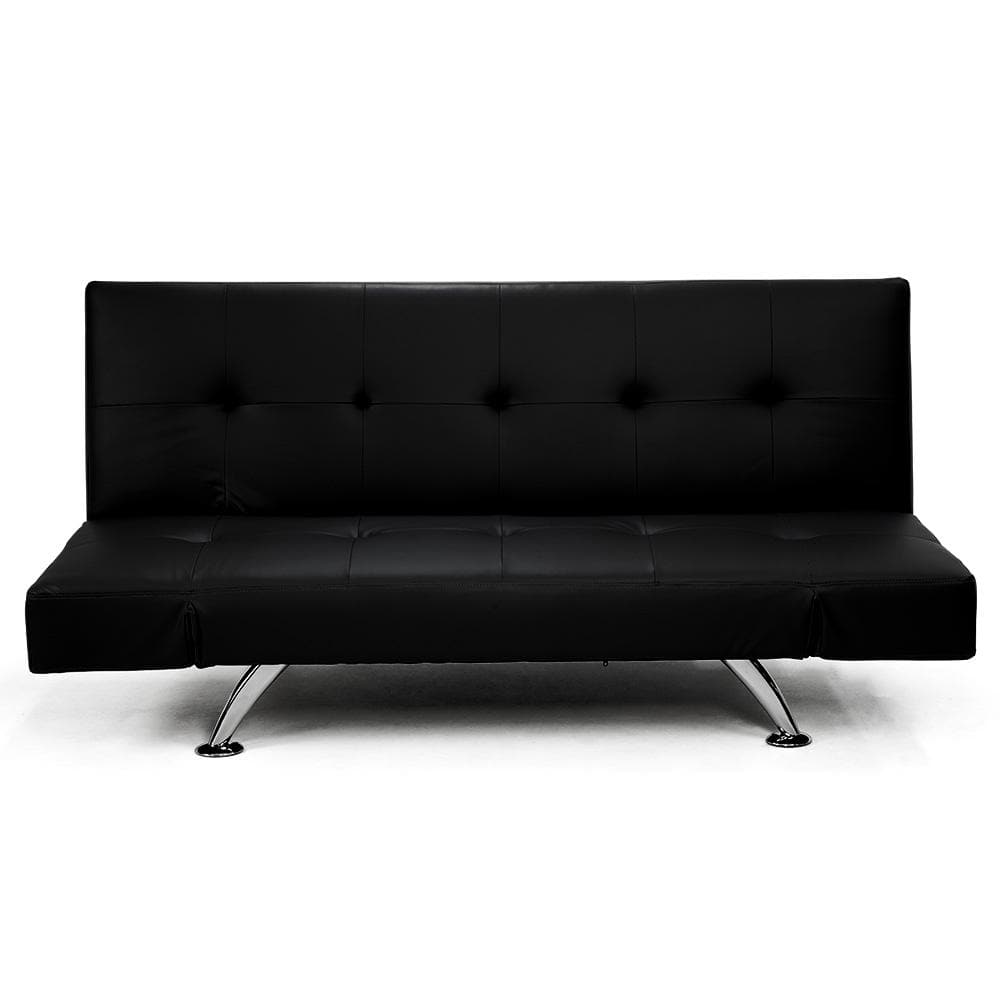 Brooklyn 3 Seater Faux Leather Sofa Bed Lounge - Black