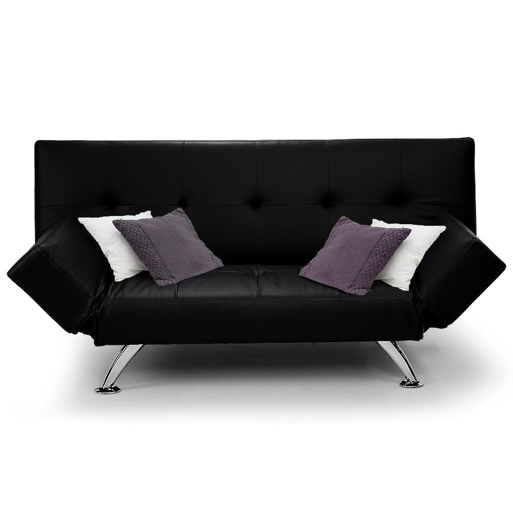 Brooklyn 3 Seater Faux Leather Sofa Bed Lounge - Black