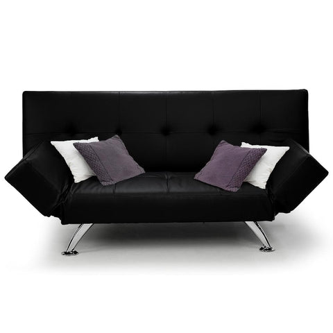 Brooklyn 3 Seater Leather Sofa Bed Lounge - Black
