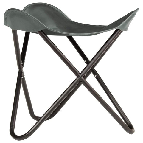 Butterfly Stool Grey Real Leather