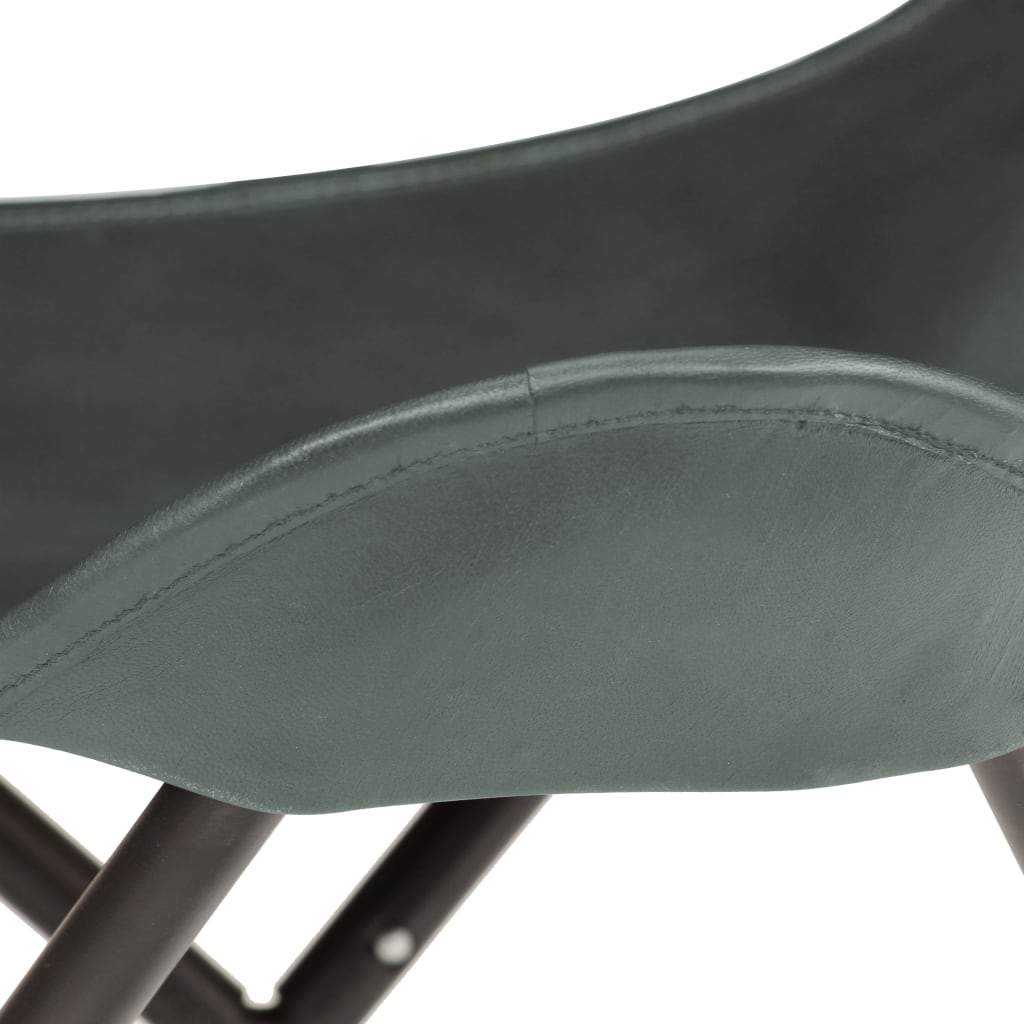 Butterfly Stool Grey Real Leather