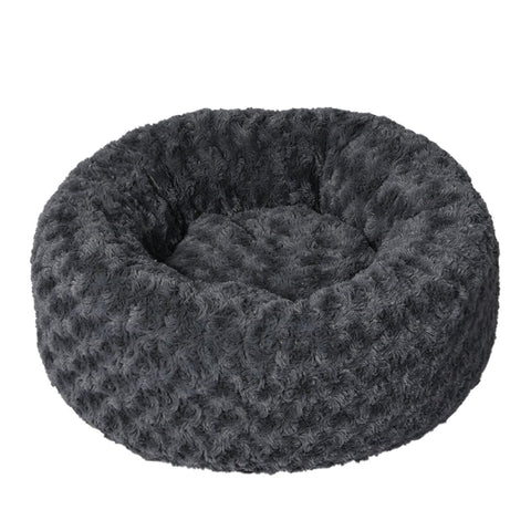 Calming Dog Bed Warm Soft Plush Pet Cat Cave Washable Portable Dark Grey S