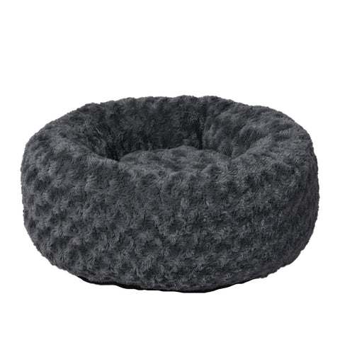 Calming Dog Bed Warm Soft Plush Pet Cat Cave Washable Portable Dark Grey S