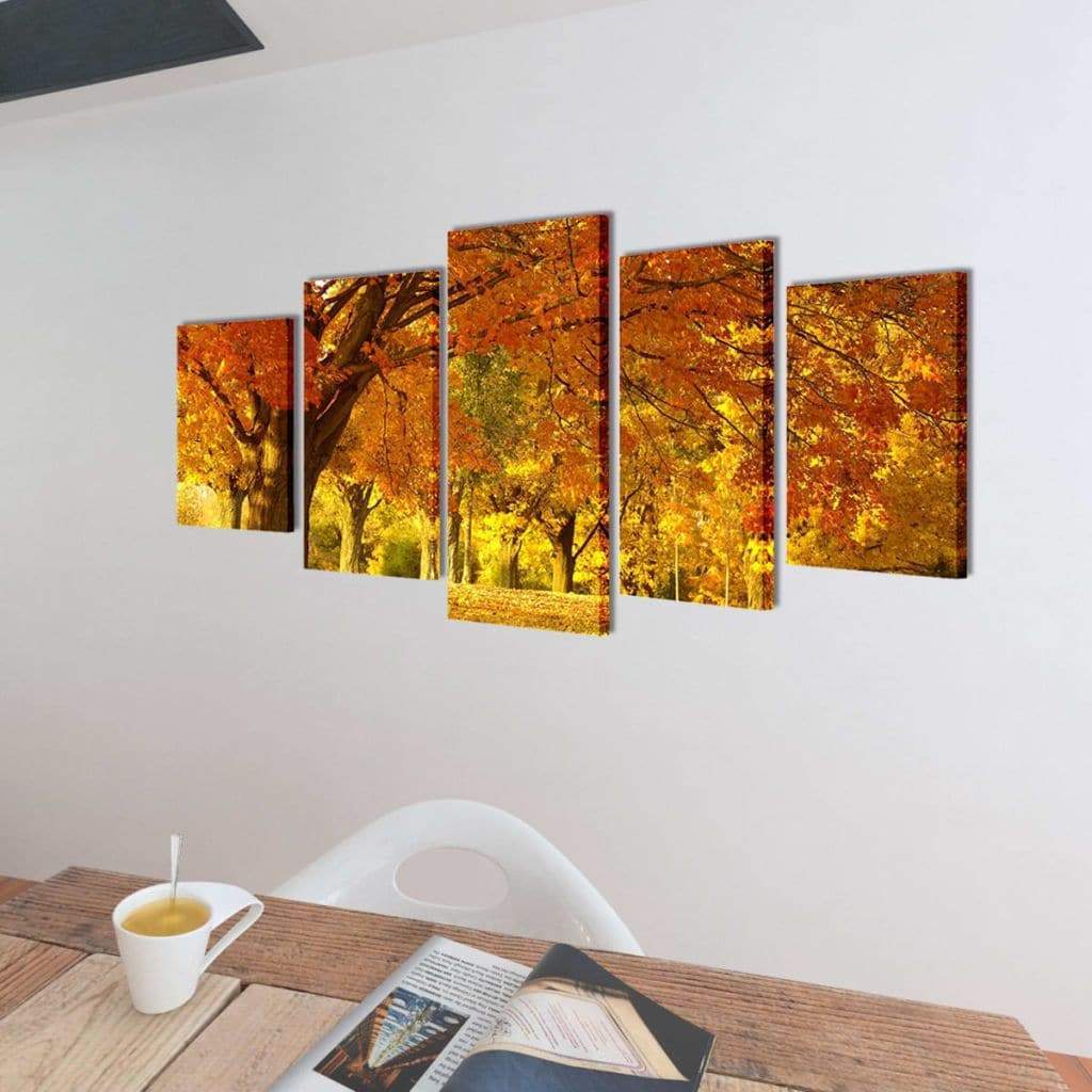 vidaxl20- Canvas Wall Print Set Maple 100 x 50 cm