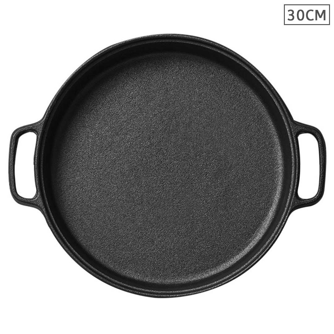 Griddles & Grill Pans Cast Iron 30cm Frying Pan Skillet Coating Steak Sizzle Platter