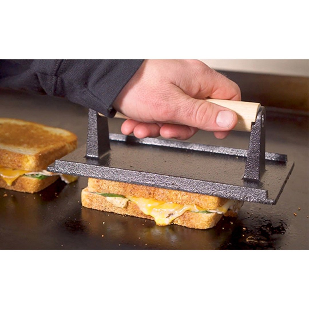 Sandwich Presses & Grills Cast Iron Bacon Meat Steak Press Grill BBQ with Wood Handle Weight Plate