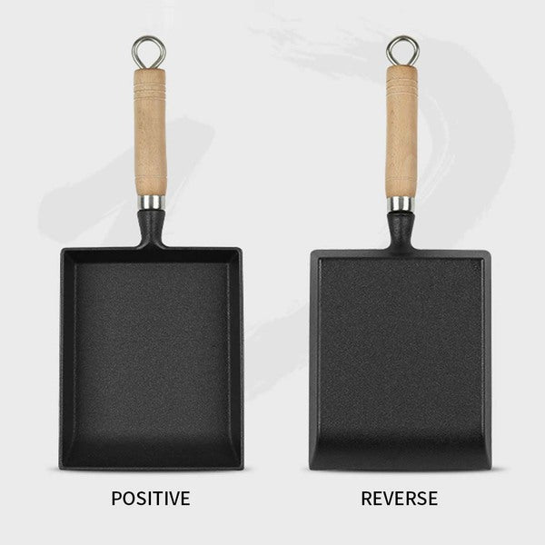 Cast Iron Tamagoyaki Japanese Omelette Egg Frying Skillet Fry Pan Wooden Handle 1pcs/2pcs