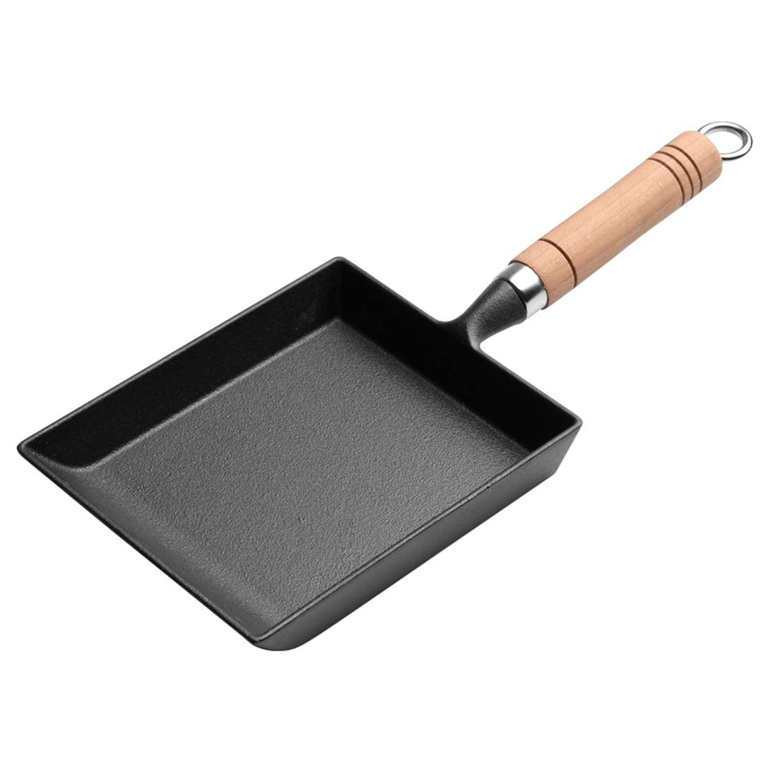 Frying Pans Cast Iron Tamagoyaki Japanese Omelette Egg Frying Skillet Fry Pan Wooden Handle
