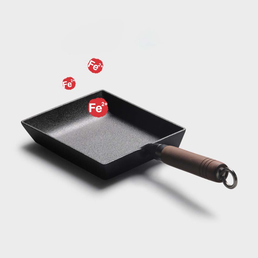 Frying Pans Cast Iron Tamagoyaki Japanese Omelette Egg Frying Skillet Fry Pan Wooden Handle