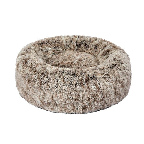 pet products Cat Dog Donut Nest Calming Mat Soft Plush Kennel Coffee L