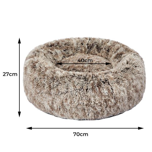 pet products Cat Dog Donut Nest Calming Mat Soft Plush Kennel Coffee M